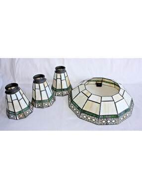 Hampton Bay Ceiling Fan Tiffany Style Replacement Shades 4 Piece Set 1 Lg, 3 Sm